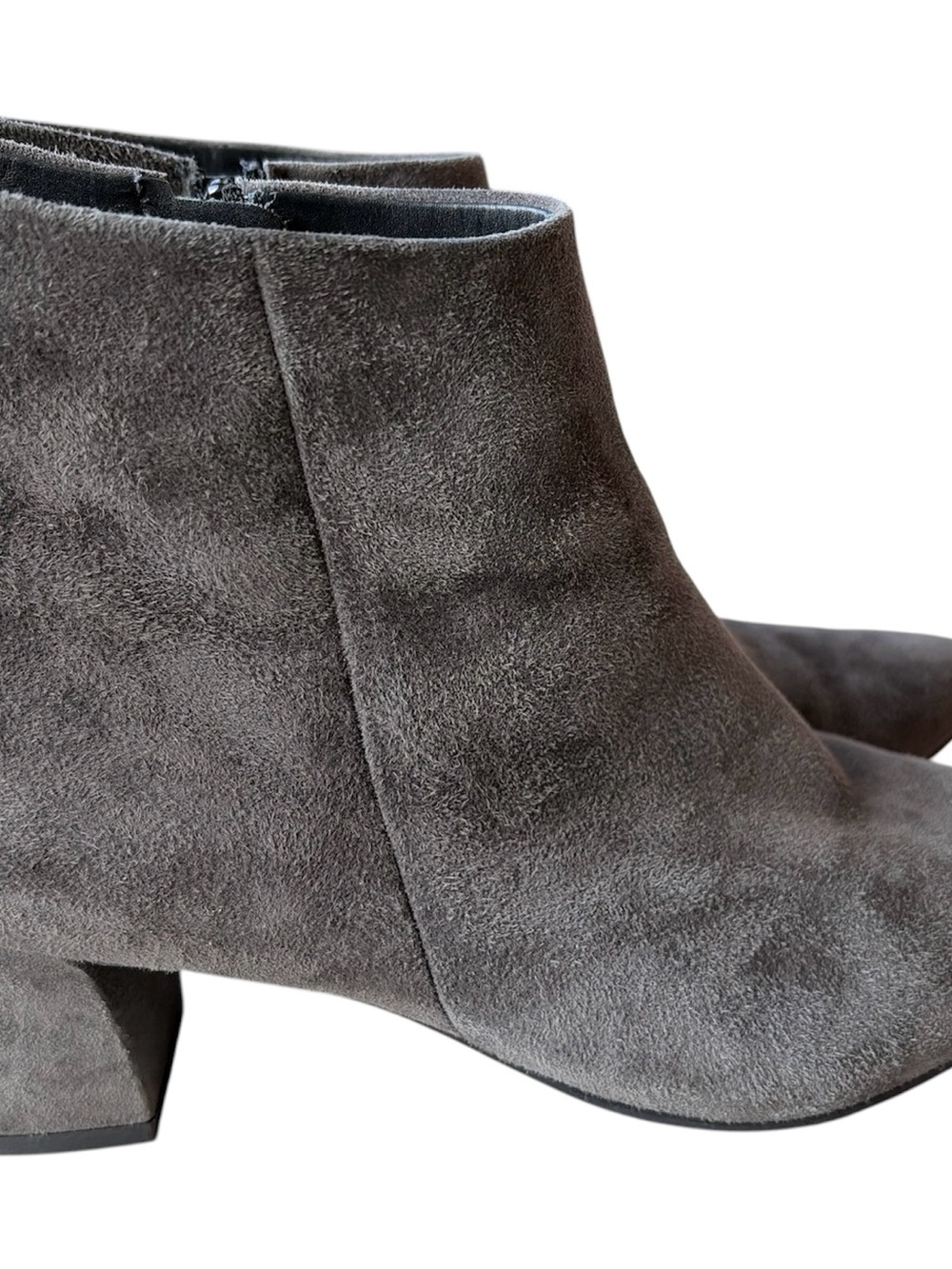 Paul Green Charcoal Suede Ankle Booties with Low Block Heel